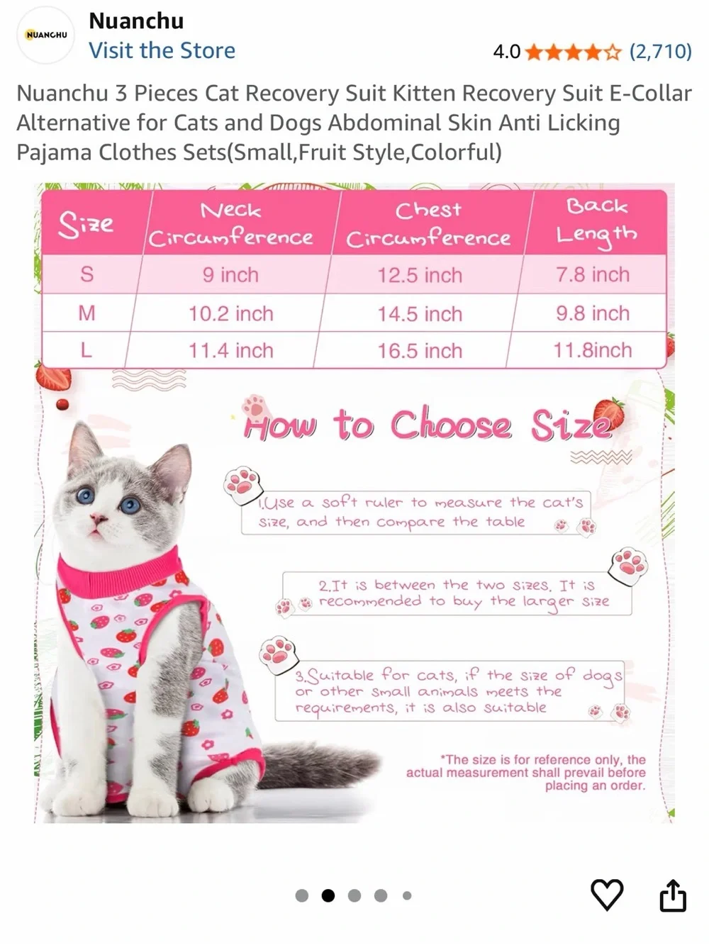 Pink & Orange Fruit-Print Cat Recovery Suit - 3 Pack
